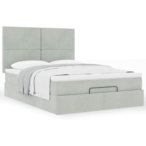VidaXL Otomanski krevet s madracima svijetlosivi 140x200 cm bar&amp;scaron;unasti Slike