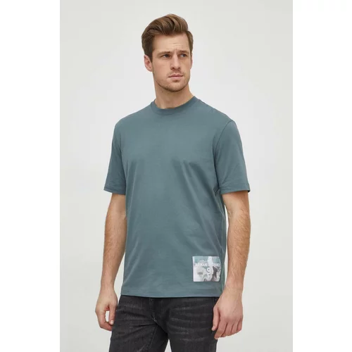 Armani_Exchange Bombažna kratka majica moški, zelena barva