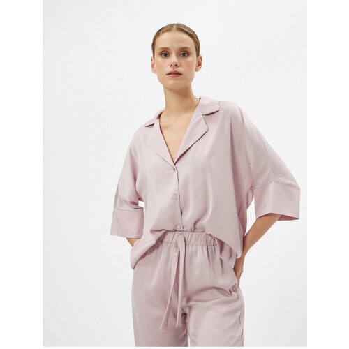 Koton Satin Pajama Top with Half Sleeves and Buttons Shirt Collar Cene