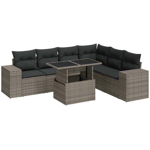 VidaXL 7-dijelni set vrtnih sofa sivi od poliratana Slike