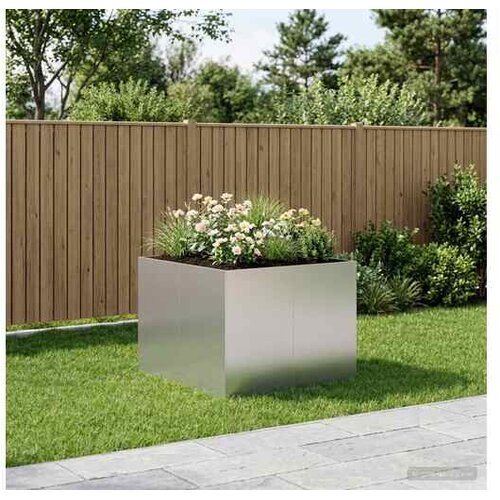 vidaXL Vrtna saksija Srebrna 80 x 80 x 60 cm Pocinčani čelik - Pocinčani čelik 80 x 80 x 60 cm Cijene