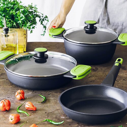 Bra Nizka kozica s pokrovom in prijemalkami Prior28cm / indukcija / aluminij, prevleka proti prijemanju, (5000198641) Slike