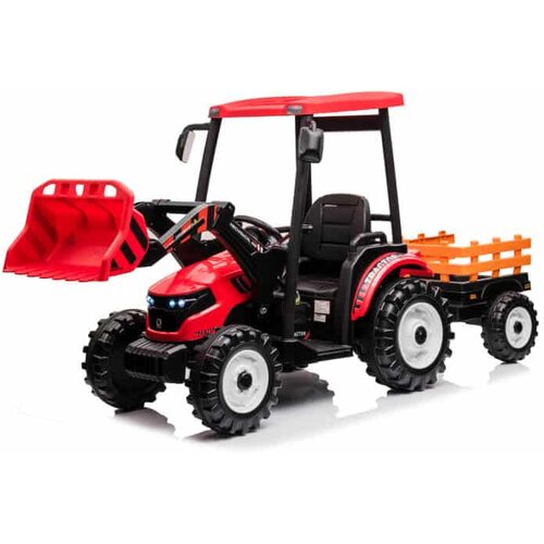 Traktor 24V7A sa Kabinom, Prikolicom i Utovarivačem - Crveni (2x200W) Slike