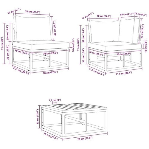 VidaXL Sjedeća garnitura za vrt s jastukom 12 pcs Crna Aluminij Slike