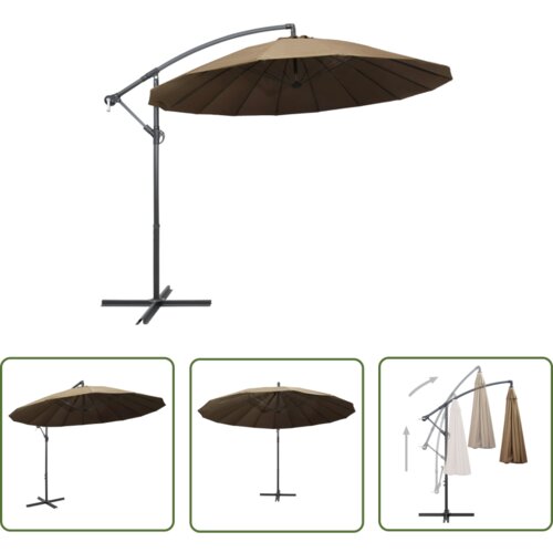  The Living Store Viseč senčnik taupe 3 m aluminijast drog - Senčnik, (21742996) Cene