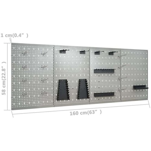 VidaXL Stenske plo&amp;scaron;če za obe&amp;scaron;anje orodja 4 kosi 40x58 cm jeklo Slike