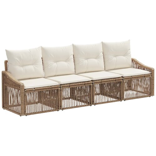 vidaXL Vrtna sedežna garnitura 4 pcs Bež poli ratan, (5000270070) Cene