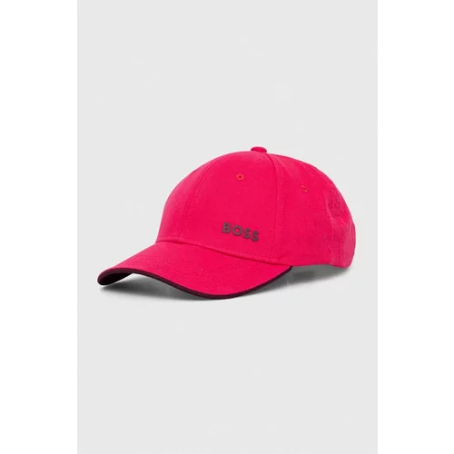 BOSS Green Pamučna kapa sa šiltom boja: ružičasta, bez uzorka
