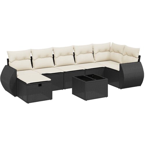  8-dijelni set vrtnih sofa od poliratana s jastucima crni Crna 70 x 62.5 x 69 cm Slike
