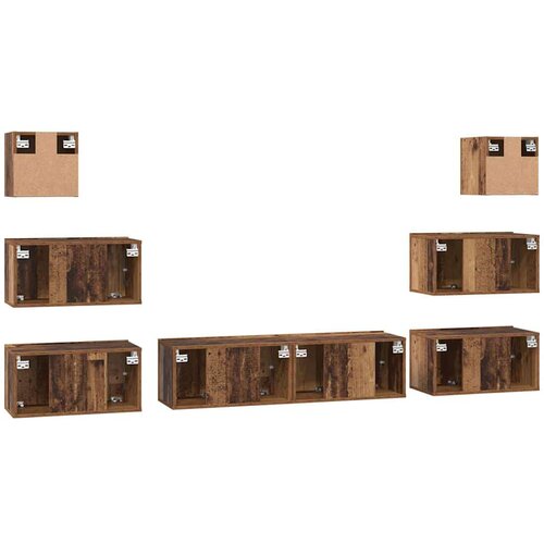  Set TV komoda Zidne Ostalo s pohranom s vratima 8 pcs Staro drvo 60 x 30 x 30 cm Slike