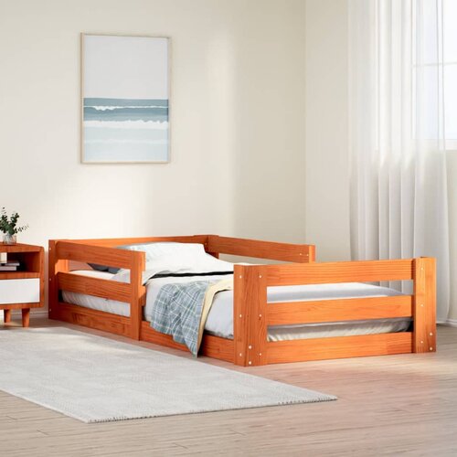 vidaXL Posteljni okvir brez vzmetnice voščeno rjav 75x190 cm borovina Cene