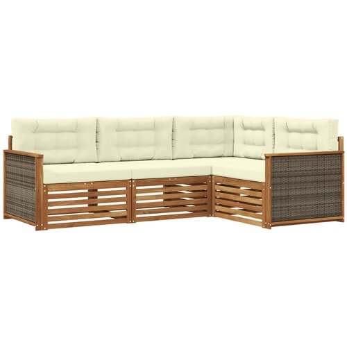 vidaXL Zunanja garnitura za sedenje z blazino 4 pcs Naravna in smetana, (5000281657) Cene