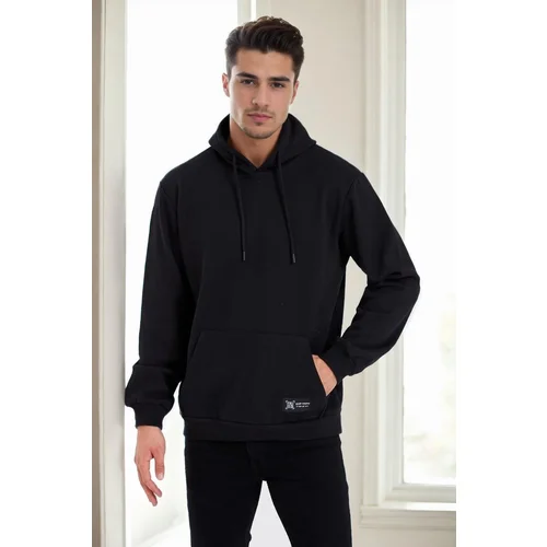 Dewberry 34605 Kangaroo Pocket Hoody Mens Sweatshirt-BLACK