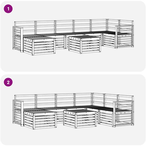  Set vanjskih sofa 8 kom. Prirodna Smeđa 306 x 128,5 x 73 cm Slike
