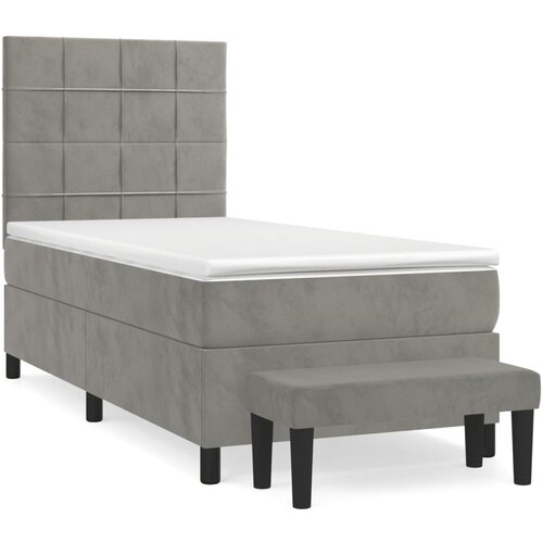 Maison Chic Box spring postelja - Vzmetna postelja z vzmetnico svetlo siva 90x200 cm žamet SL14393, (21900543) Cene