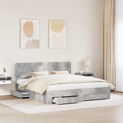  Krevetna konstrukcija s ladicama Betonski sivi 200 x 200 cm Siva 203 x 203 x 90 cm Slike