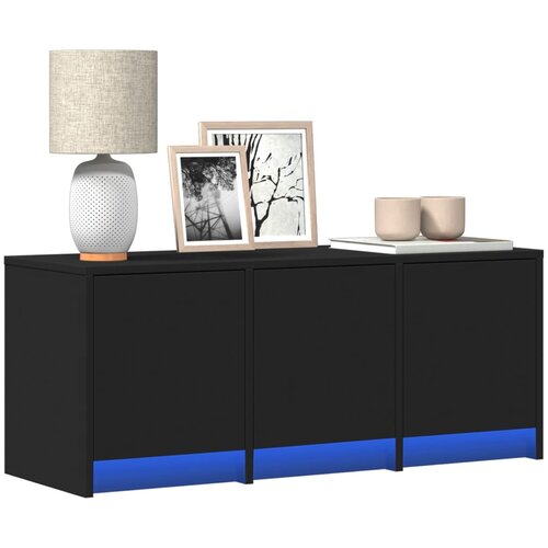 VidaXL TV ormarić s LED svjetlima crni 97x34x40 cm konstruirano drvo Slike