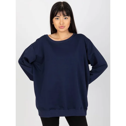 Fashion Hunters Navy blue plain oversize sweatshirt without a hood