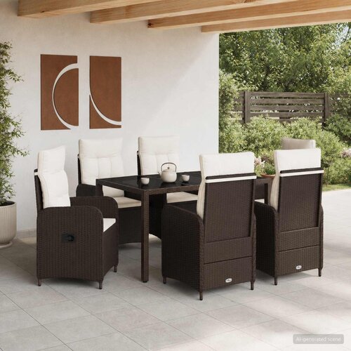 Vanjski set za objedovanje 7 pcs Smeđa i krem bijela Slike