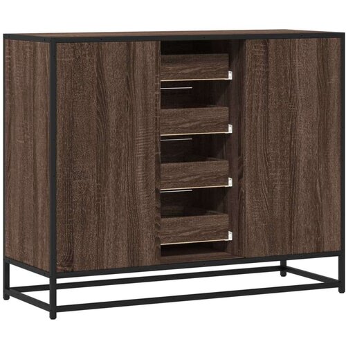 VidaXL Komoda smeđi hrast 92x35x76 cm izrađeno drvo Slike