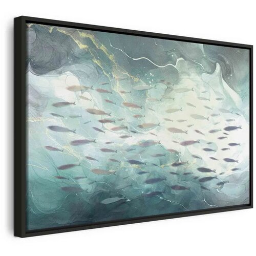  Slika - School of small fish 120x80 U crnom drvenom okviru Cene