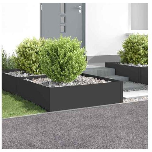 vidaXL Ograda oko Travnjaka 4 kom. 100 x 100 x 35 cm Čelik Crna - Crna 100 x 100 x 35 cm 4 Cijene