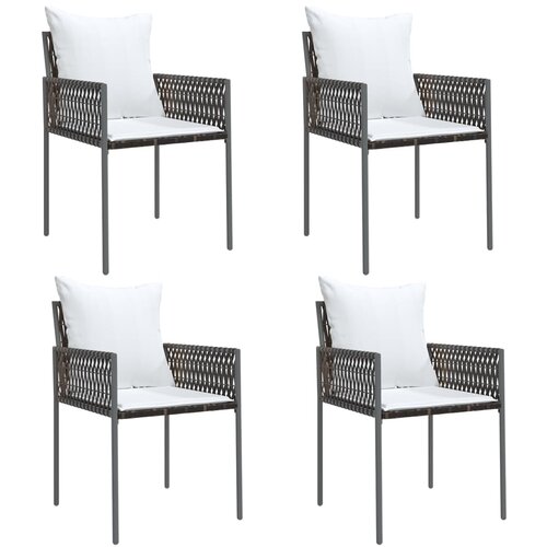 Maison Chic Vrtni stoli - Stol za vrt z blazinami 4 kosi rjavi 54x61x83 cm poli ratan JS2257, (21876662) Slike