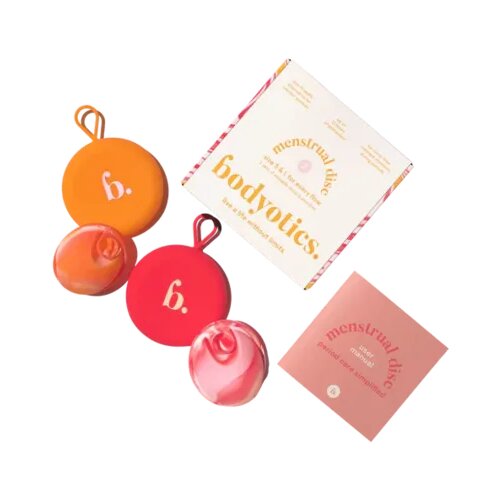 Bodyotics Deluxe Soft menstrualni disk - Pink &amp;amp; Orange Slike