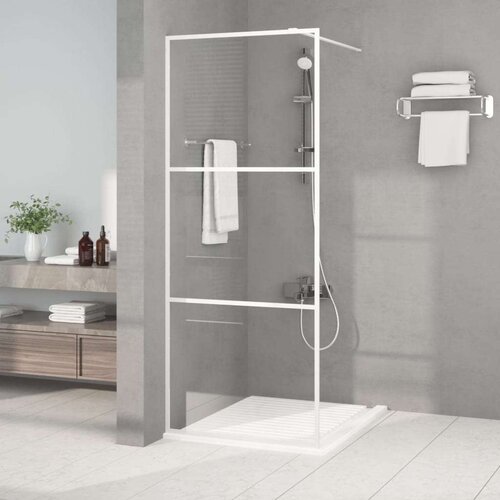 Pregrada za tuš bijela 80 x 195 cm s prozirnim staklom ESG Cijene