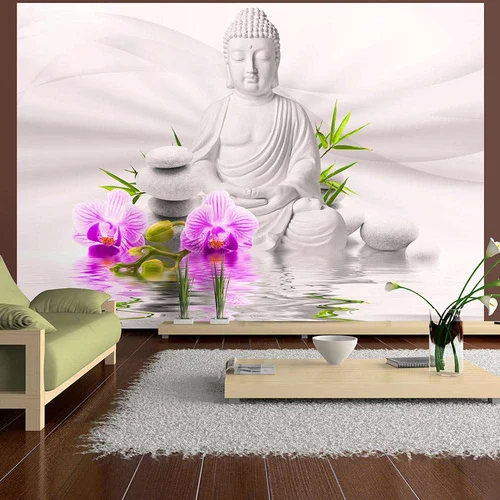  Samoljepljiva foto tapeta - Buddha and pink orchids 98x70