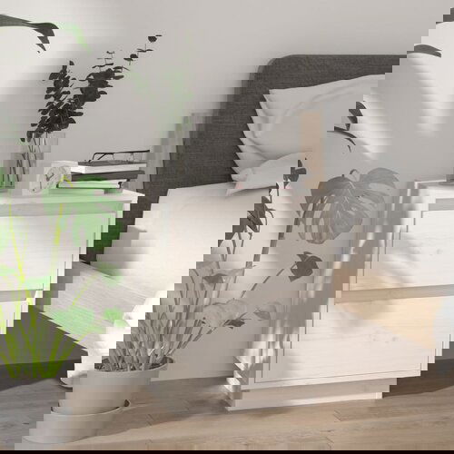 VidaXL nočna omarica bela 40x35x50 cm trdna borovina Slike