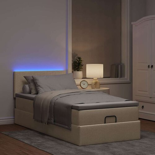 VidaXL Otomanska postelja z vzmetnico krem 100x200 cm blago Slike