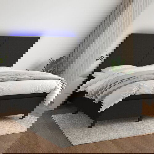 The Living Store Box spring postelja z vzmetnico LED črna 140x190 cm blago - Box Spring Postelja, (21438603) Slike
