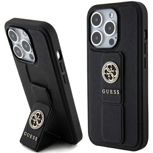 Guess GRIP STAND 4G SAFFIANO STRASS OVITEK ZA IPHONE 15 PRO MAX ČRN, (21833293) Cene
