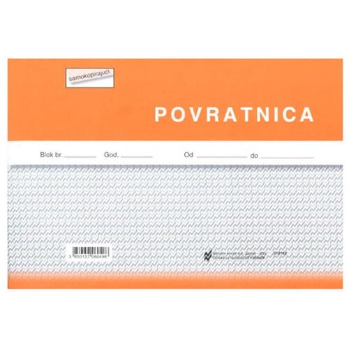 NARODNE NOVINE-UT I-20/NCR POVRATNICA; Blok 4 x 50 listova, 21 x 14,8 cm Cene