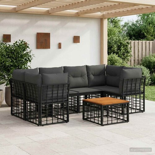  Set vanjskih sofa 7 kom. Crna i tamno siva poliratan Cene