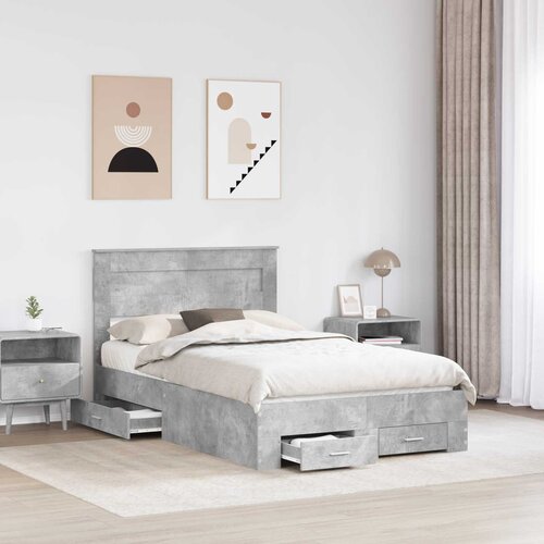  Krevetna konstrukcija s ladicama Betonski sivi 135 x 190 cm Slike