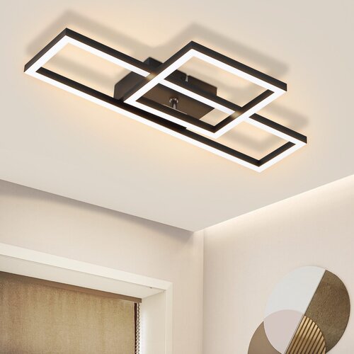 Nettlife LED stropna svetilka za dnevno sobo, 20W, toplo bela, moderna oblika, kvadratna, črna svetilka, (22111390) Cene