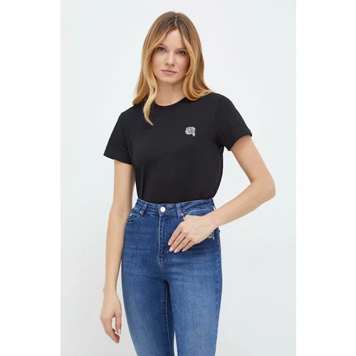 Karl Lagerfeld Pamučna majica za žene, boja: crna