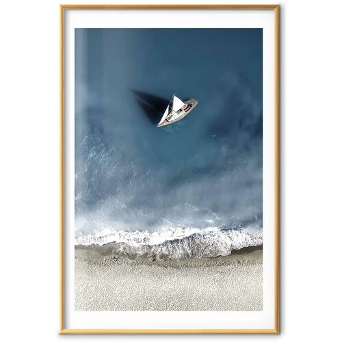  Plakat - Yacht on the Sea 40x60 Zlatni okvir s margom Slike