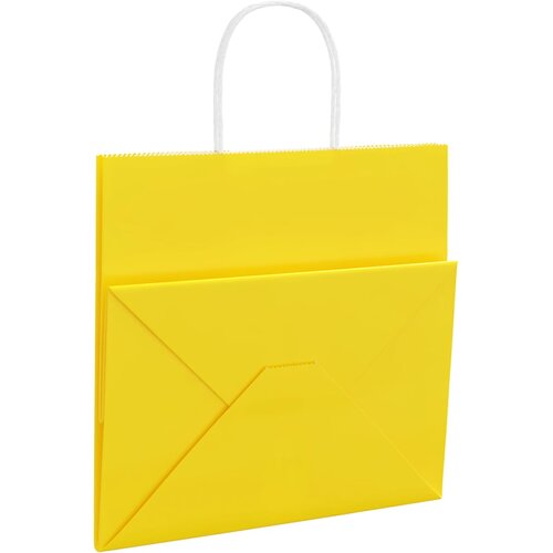  Papirnate vrećice 250 kom s ručkama žute 26x17x25 cm Slike