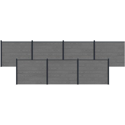PANEL ograde 7 pcs WPC i aluminij Siva Slike