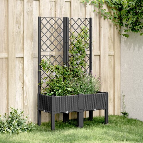 vidaXL Vrtna sadilica s rešetkom crna 80 x 40 x 142 cm PP Cijene
