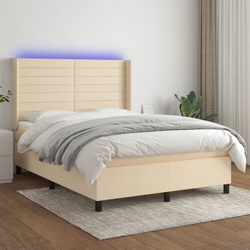  box spring s madracem LED krem 140x190 cm od tkanine Cijene