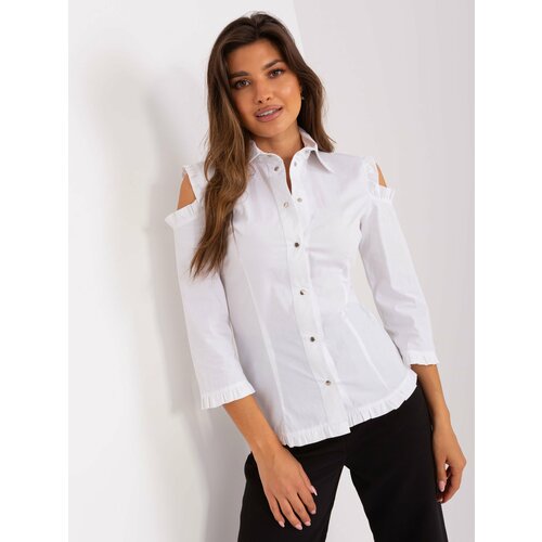 Fashion Hunters Ecru women's classic shirt with collar Slike