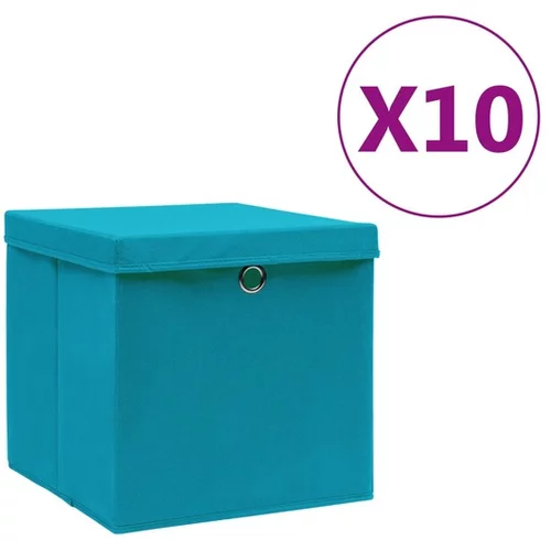  Škatle s pokrovi 10 kosov 28x28x28 cm baby modre