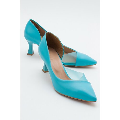 LuviShoes 353 Baby Blue Skin Heels Women's Shoes Cene