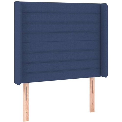 VidaXL Krevet box spring s madracem LED plavi 90x190 cm od tkanine Slike