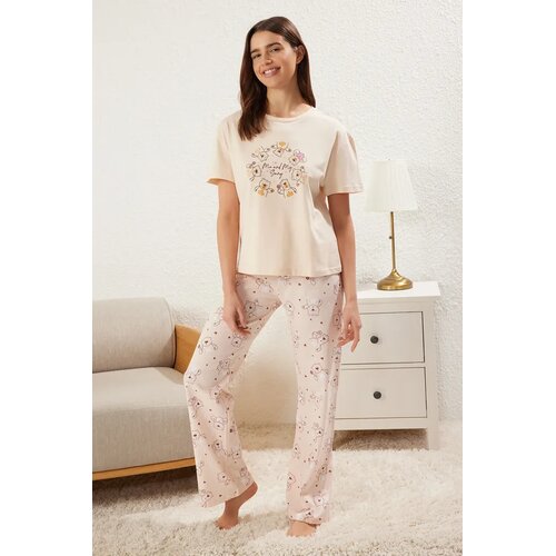 TRENDYOLMILLA Ženski set pidžame Thmss25Pt00206, Krem Cene