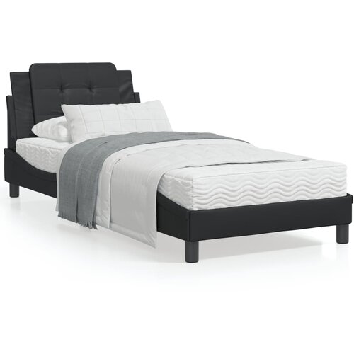VidaXL Okvir za krevet s uzglavljem crni 90x190 cm od umjetne kože Slike